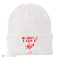 Naughty And I Know It Funny Christmas Santa Beanie thumb 0