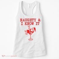 Naughty And I Know It Funny Christmas Santa Women's Tank Top thumb 0