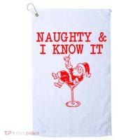 Naughty And I Know It Funny Christmas Santa Golf Towel thumb 0