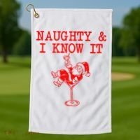 Naughty And I Know It Funny Christmas Santa Golf Towel thumb 1