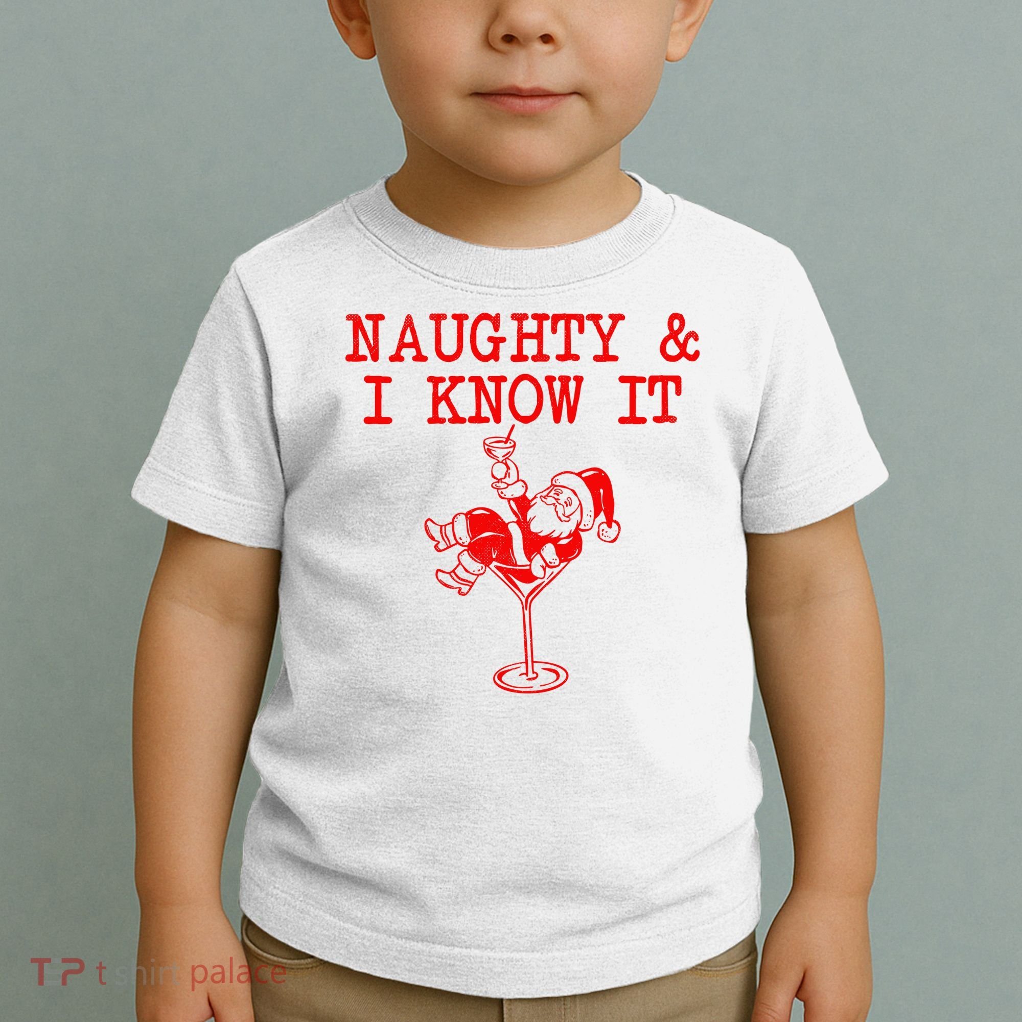 Naughty And I Know It Funny Christmas Santa Toddler T-Shirt