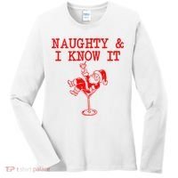 Naughty And I Know It Funny Christmas Santa Women's Long Sleeve Shirt thumb 0