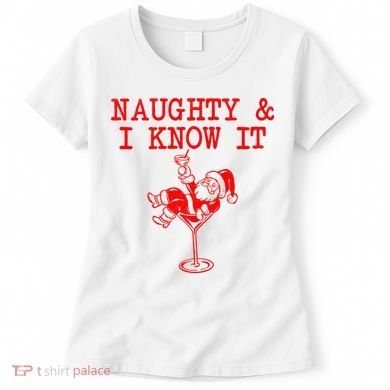 Naughty And I Know It Funny Christmas Santa Women's T-Shirt