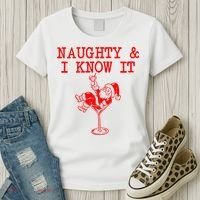 Naughty And I Know It Funny Christmas Santa Women's T-Shirt thumb 3