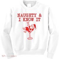 Naughty And I Know It Funny Christmas Santa Kids Sweatshirt thumb 0