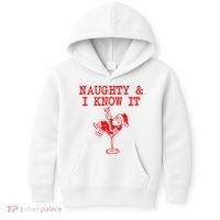 Naughty And I Know It Funny Christmas Santa Kids Hoodie thumb 0