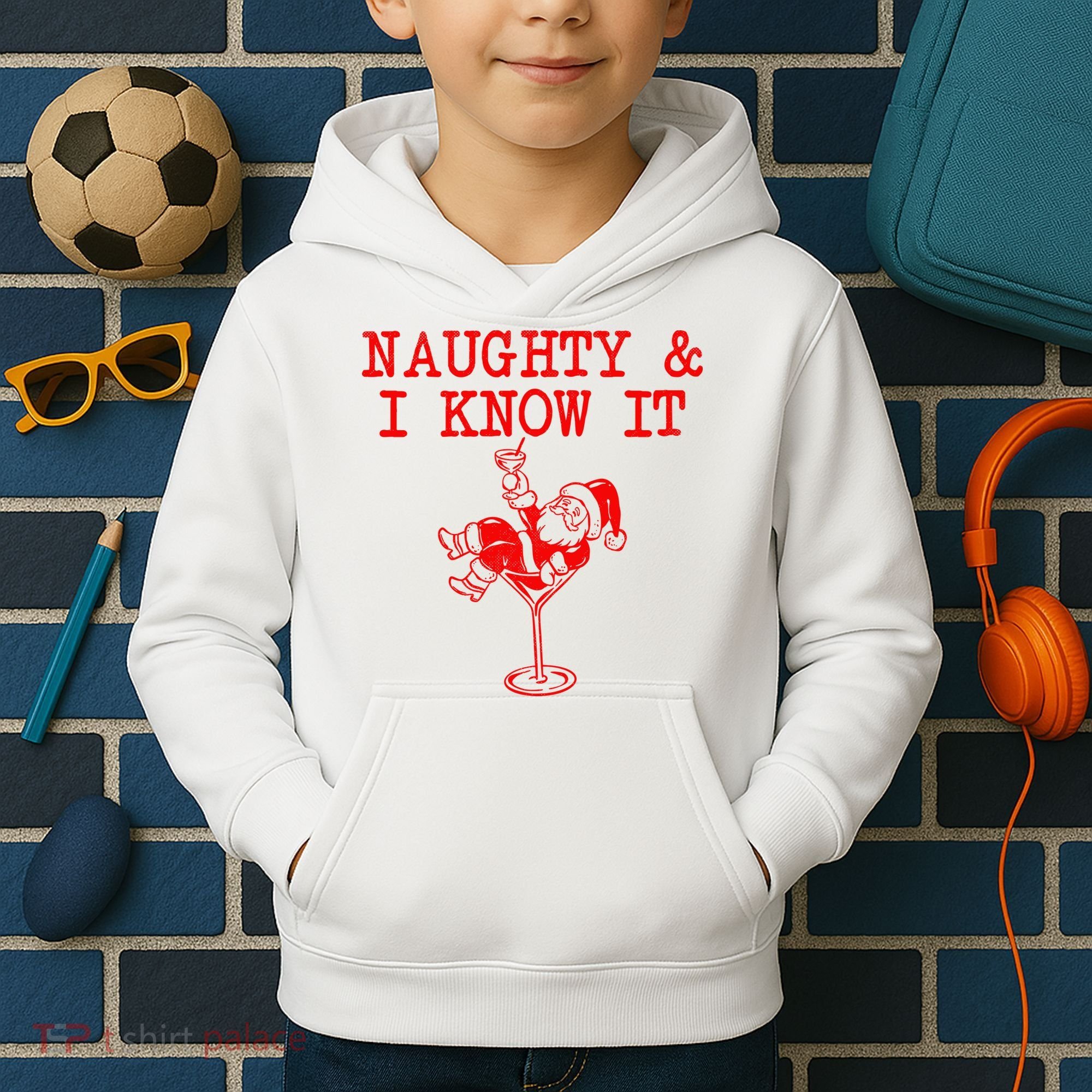 Naughty And I Know It Funny Christmas Santa Kids Hoodie
