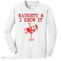 Naughty And I Know It Funny Christmas Santa Kids Long Sleeve Shirt thumb 0