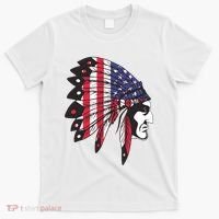 Native American Indian Chief American USA Flag 4th Of July T-Shirt thumb 0