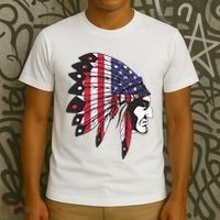Native American Indian Chief American USA Flag 4th Of July T-Shirt thumb 3