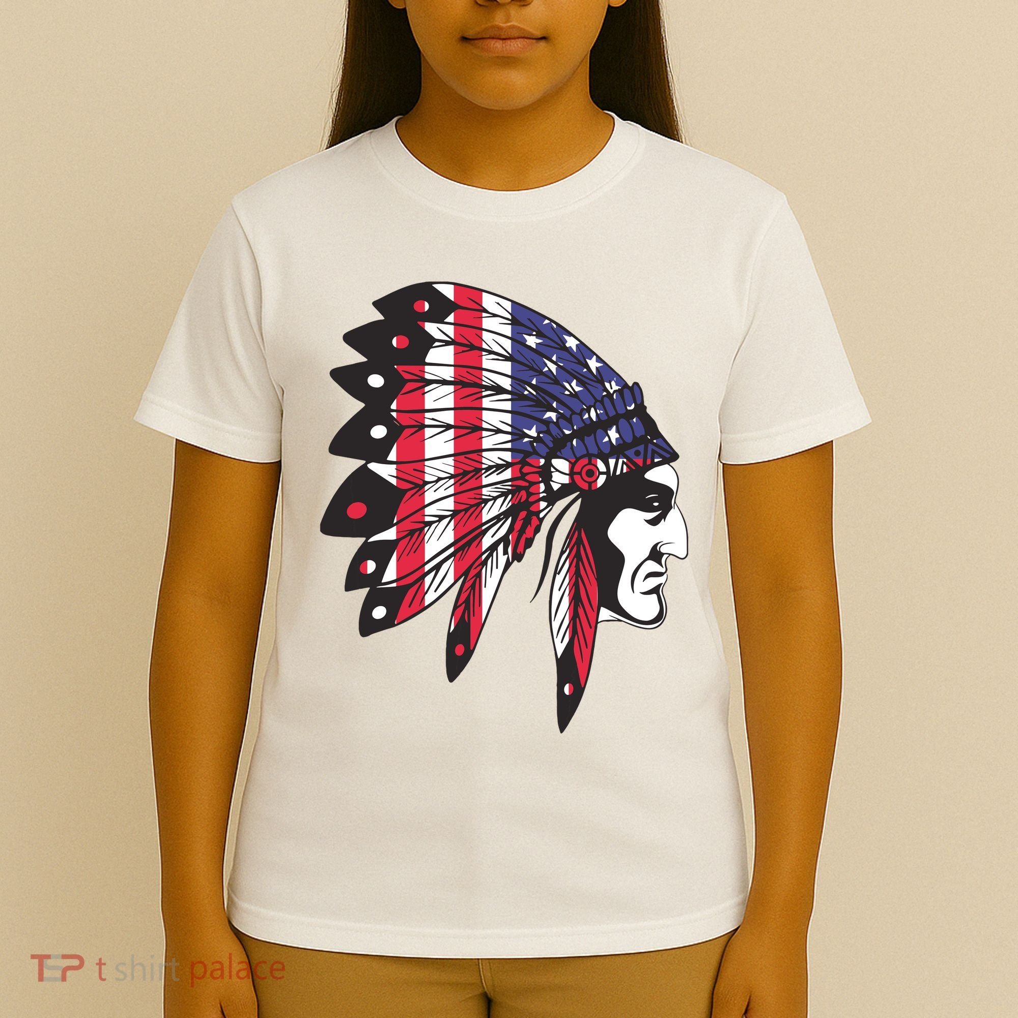 Native American Indian Chief American USA Flag 4th Of July T-Shirt