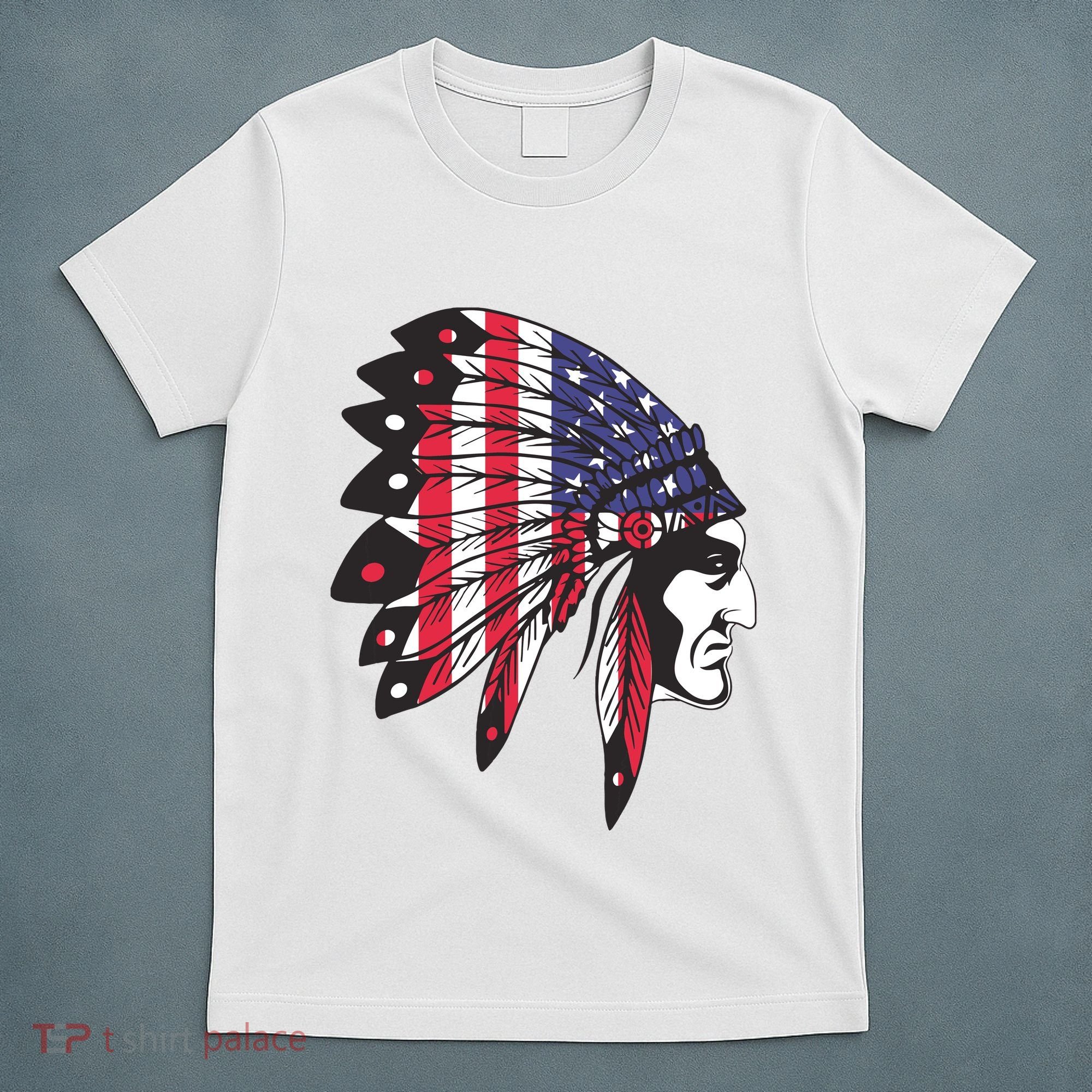 Native American Indian Chief American USA Flag 4th Of July T-Shirt