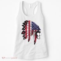 Native American Indian Chief American USA Flag 4th Of July Women's Tank Top thumb 0
