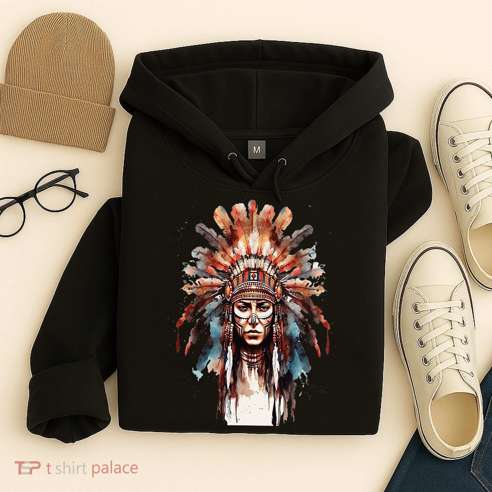 Native American Indian Headpiece feathers Hoodie