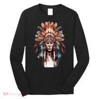 Native American Indian Headpiece feathers Long Sleeve Shirt thumb 0