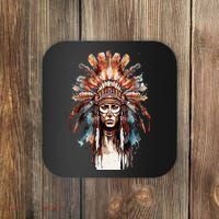 Native American Indian Headpiece feathers Coaster thumb 0