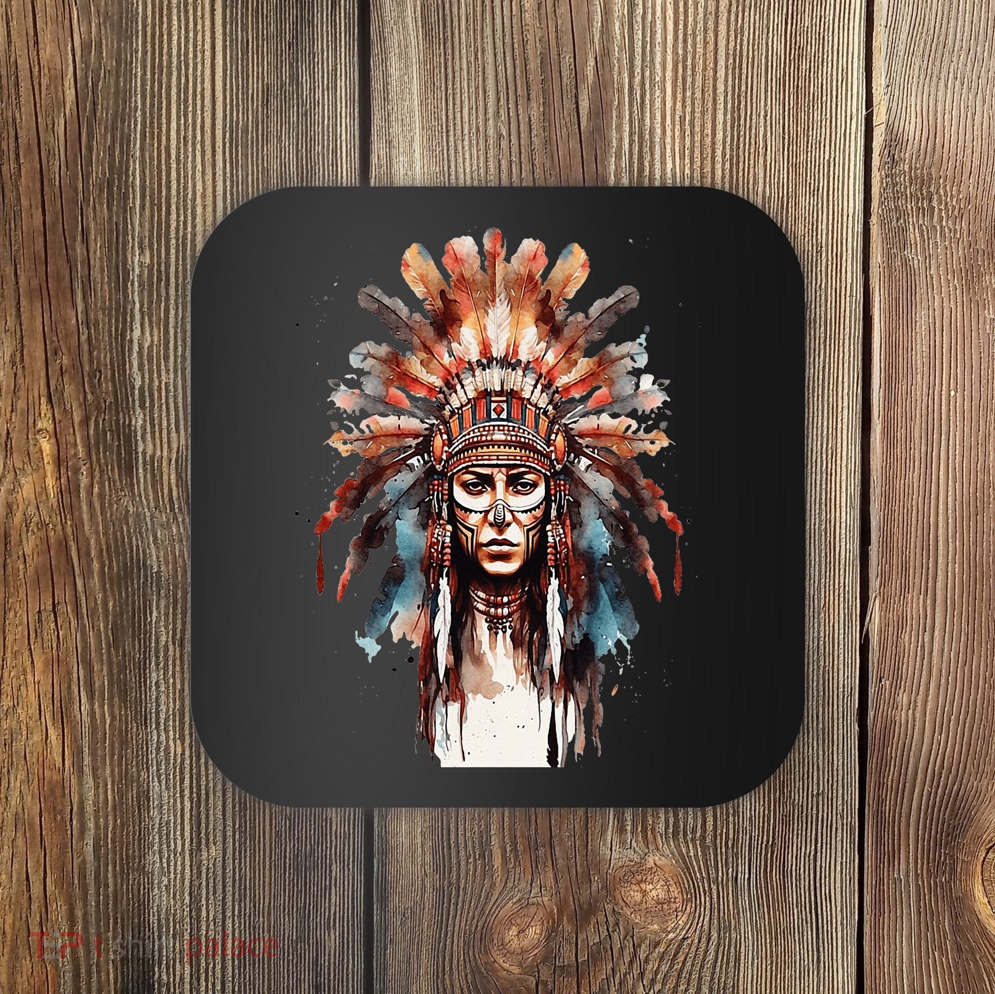Native American Indian Headpiece feathers Coaster