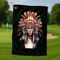 Native American Indian Headpiece feathers Golf Towel thumb 1