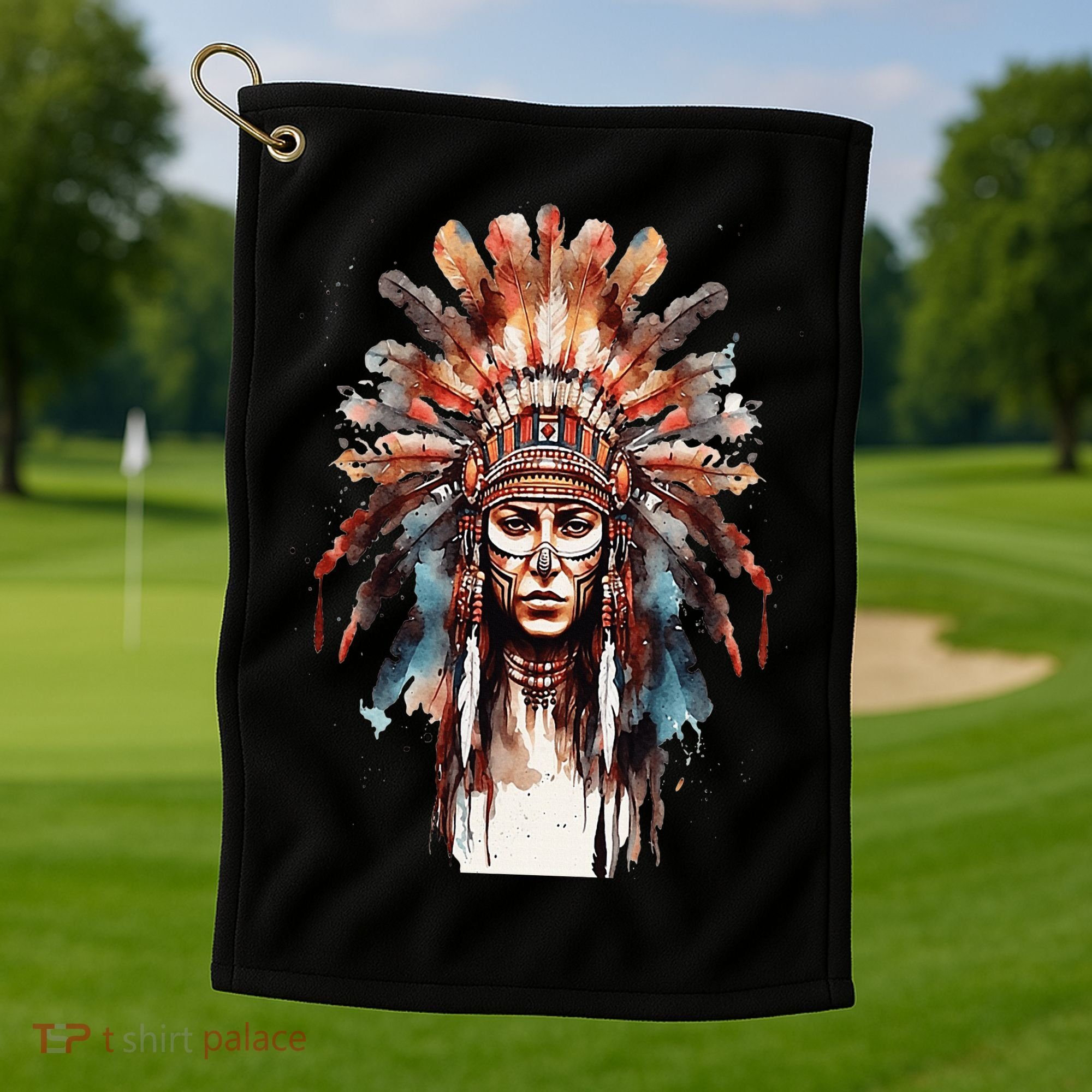 Native American Indian Headpiece feathers Golf Towel