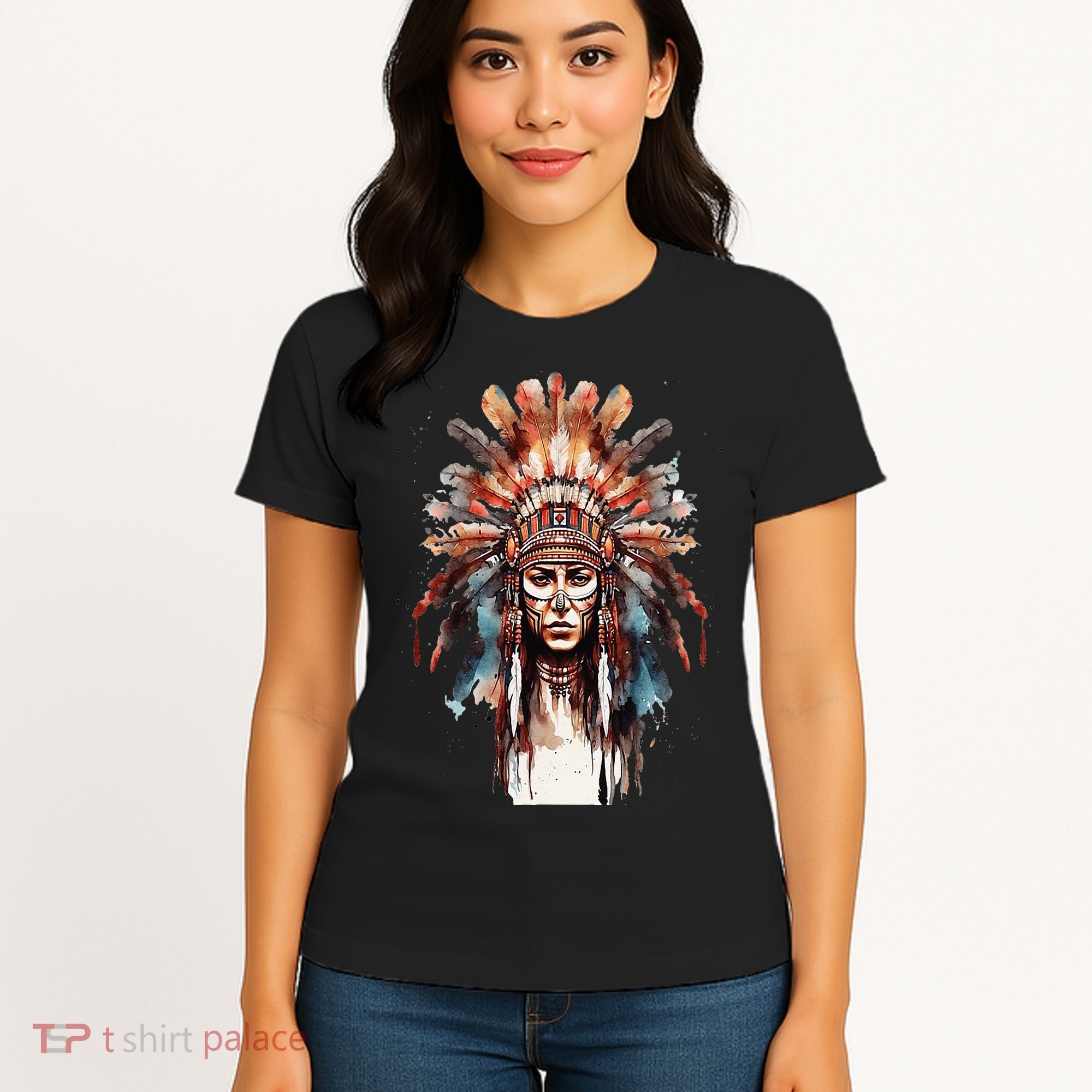 Native American Indian Headpiece feathers Women's T-Shirt