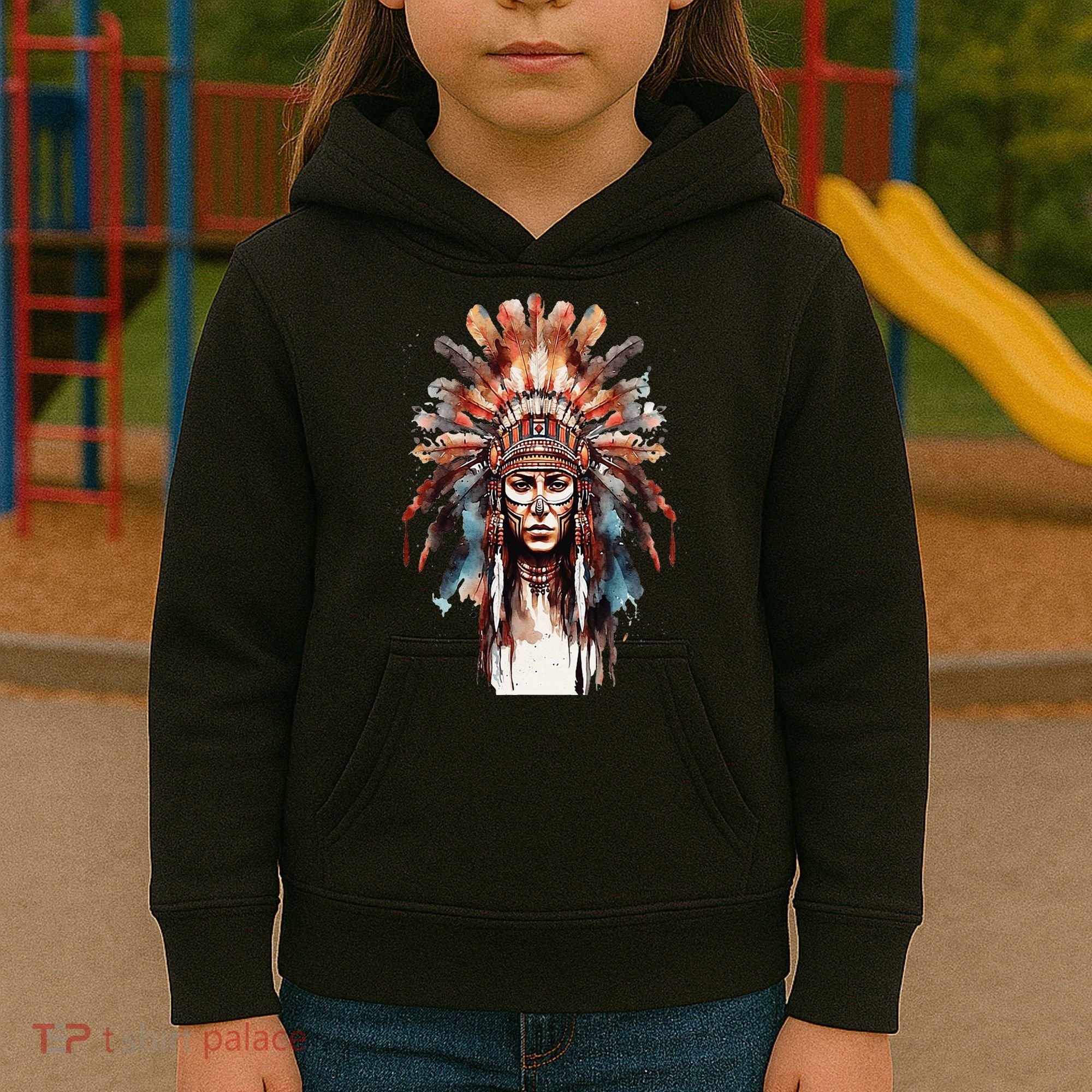 Native American Indian Headpiece feathers Kids Hoodie