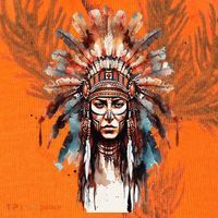 Native American Indian Headpiece feathers Kati Licensed 12" Camo Cuffed Beanie thumb 2