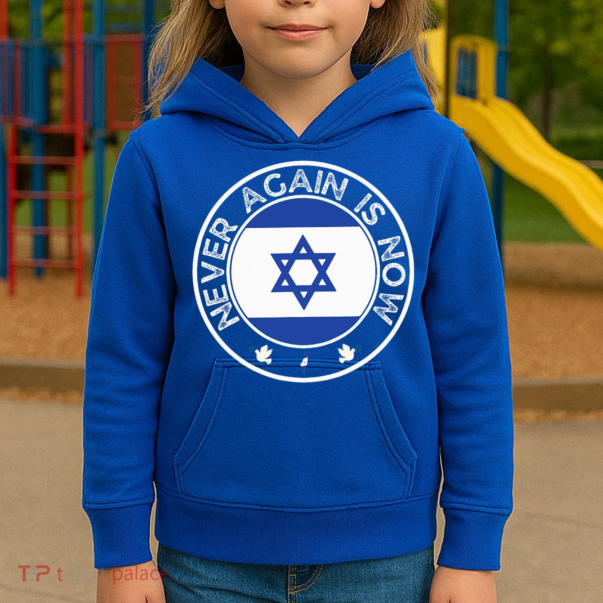 Never Again Is Now  Support for Jews and Israel  Kids Hoodie