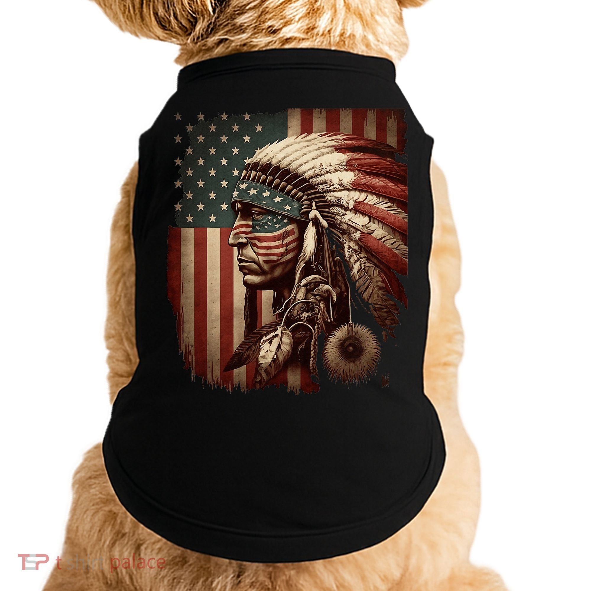 Native American Indian Chief American USA Flag Doggie Tank