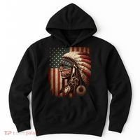 Native American Indian Chief American USA Flag Hoodie thumb 0