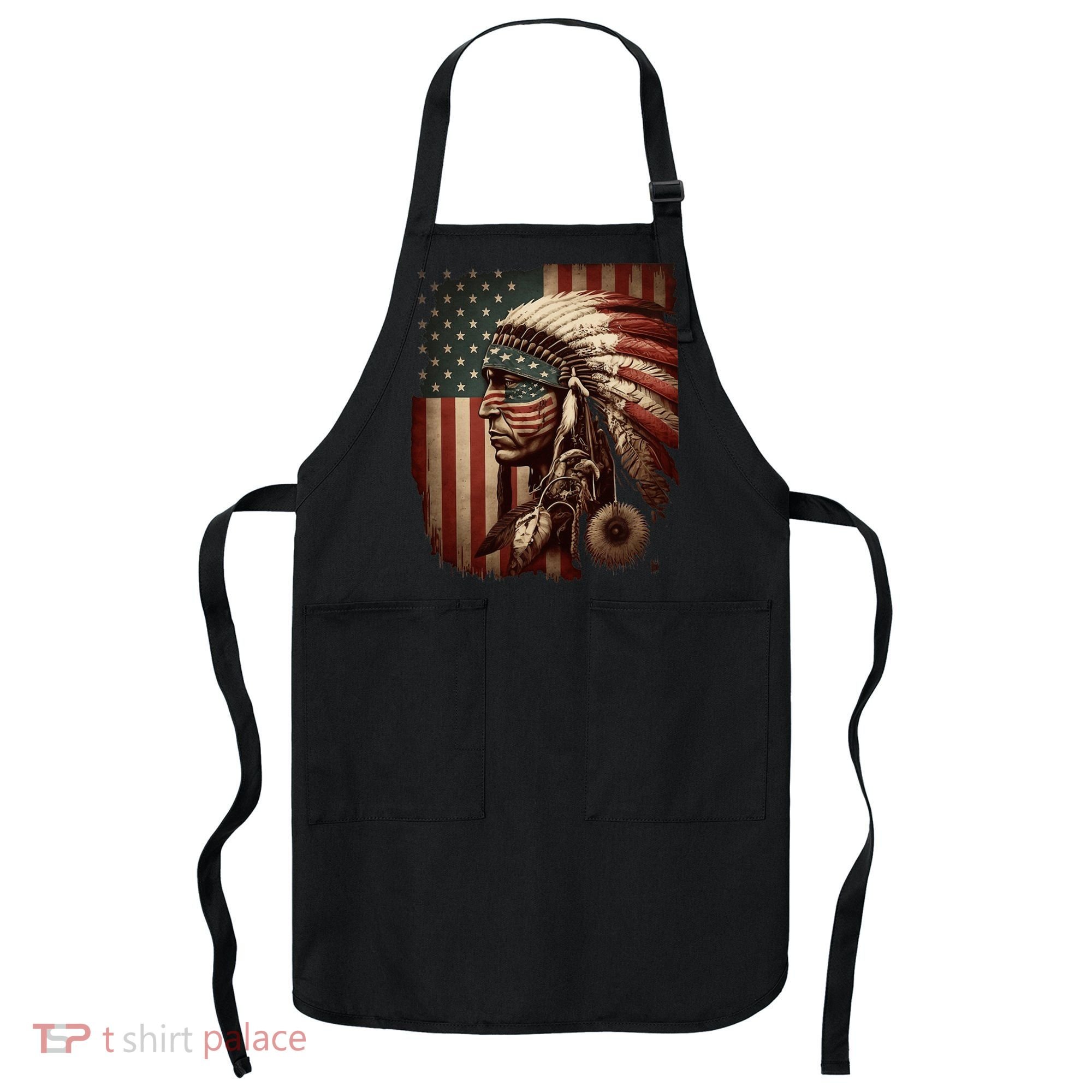 Native American Indian Chief American USA Flag Apron
