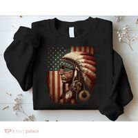 Native American Indian Chief American USA Flag Sweatshirt thumb 2