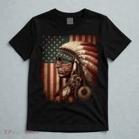 Native American Indian Chief American USA Flag T-Shirt thumb 5