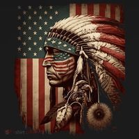 Native American Indian Chief American USA Flag T-Shirt thumb 7