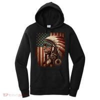 Native American Indian Chief American USA Flag Women's Hoodie thumb 0