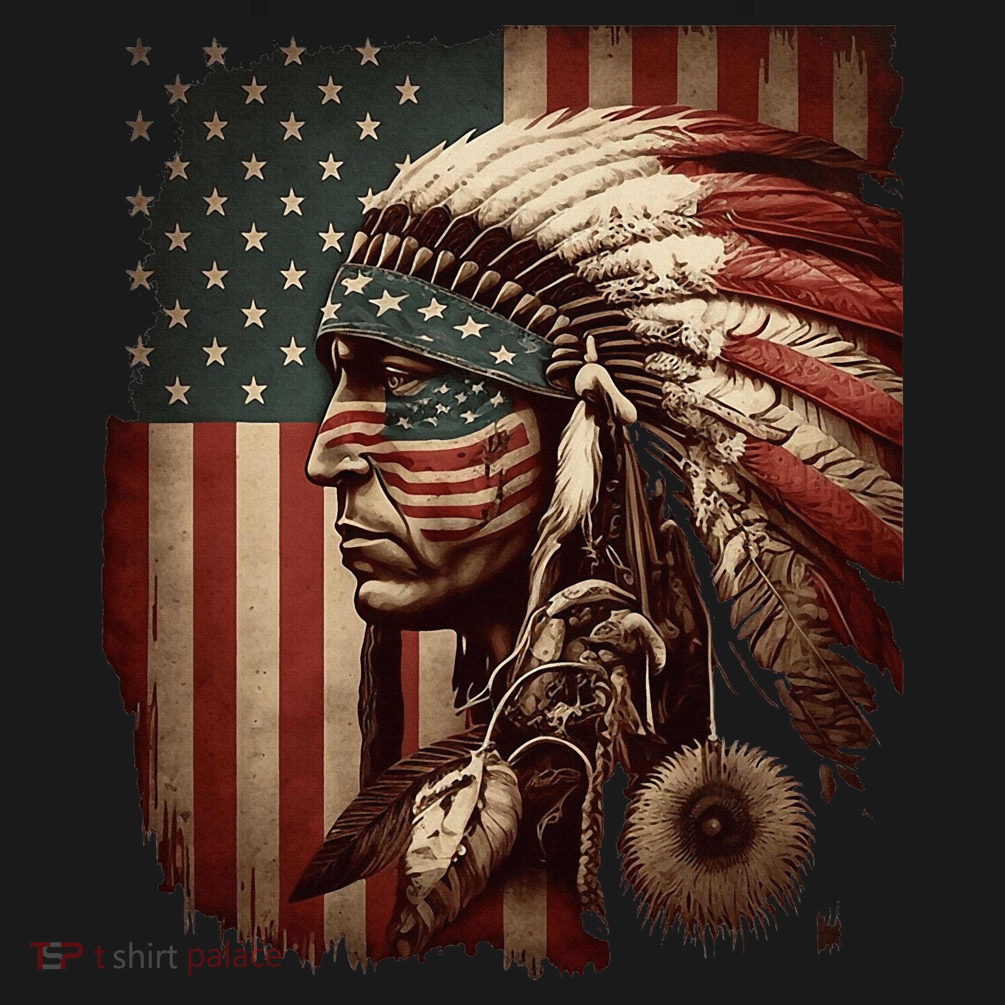 Native American Indian Chief American USA Flag Mousepad