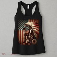 Native American Indian Chief American USA Flag Women's Tank Top thumb 3