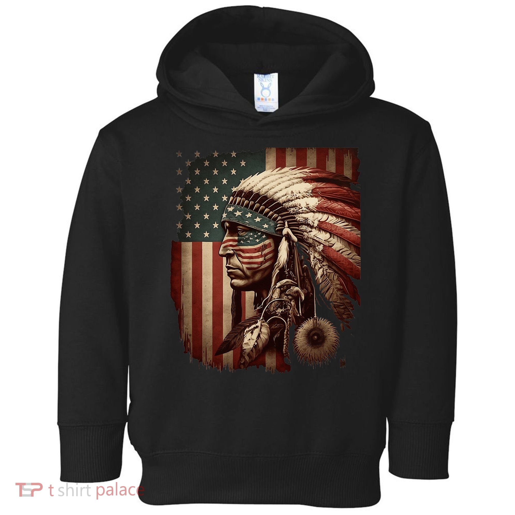 Native American Indian Chief American USA Flag Toddler Hoodie