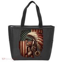 Native American Indian Chief American USA Flag Tote Bag thumb 0