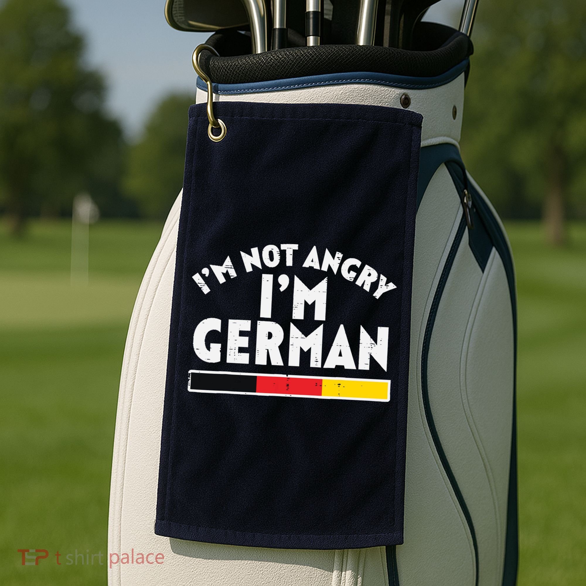 Not Angry Im German Flag Funny Oktoberfest Golf Towel