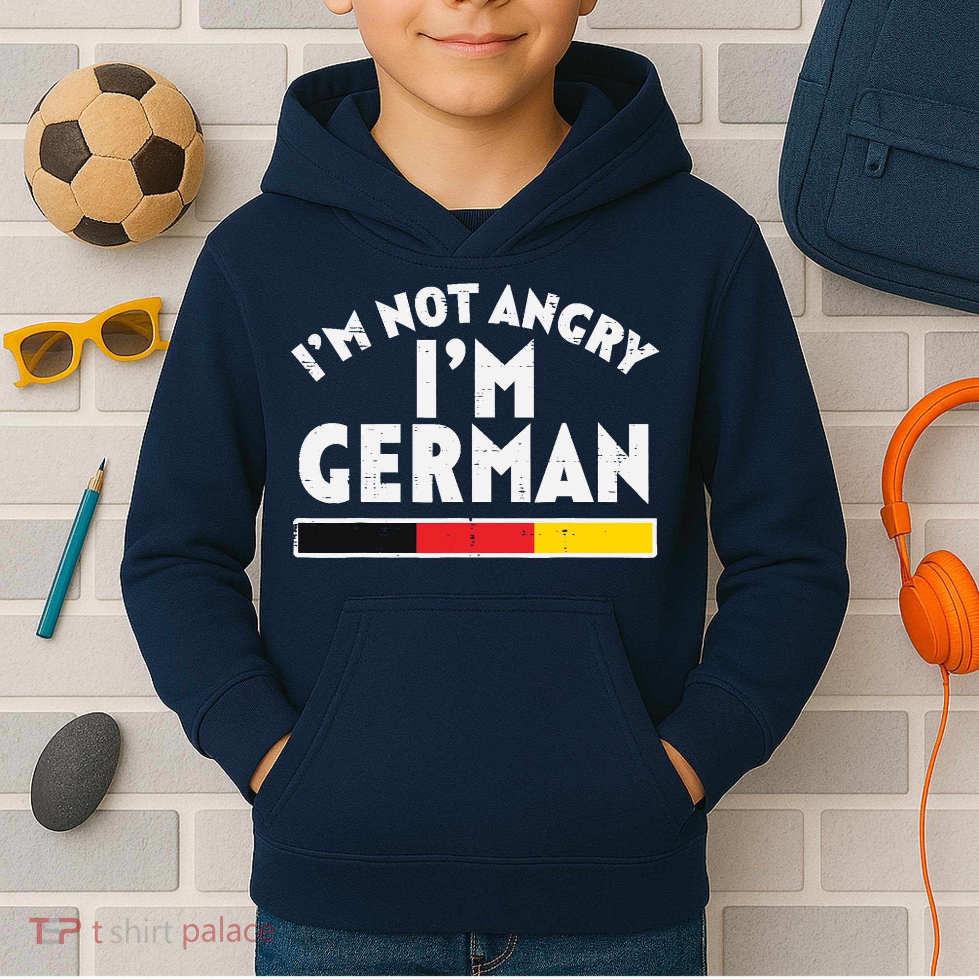 Not Angry Im German Flag Funny Oktoberfest Kids Hoodie