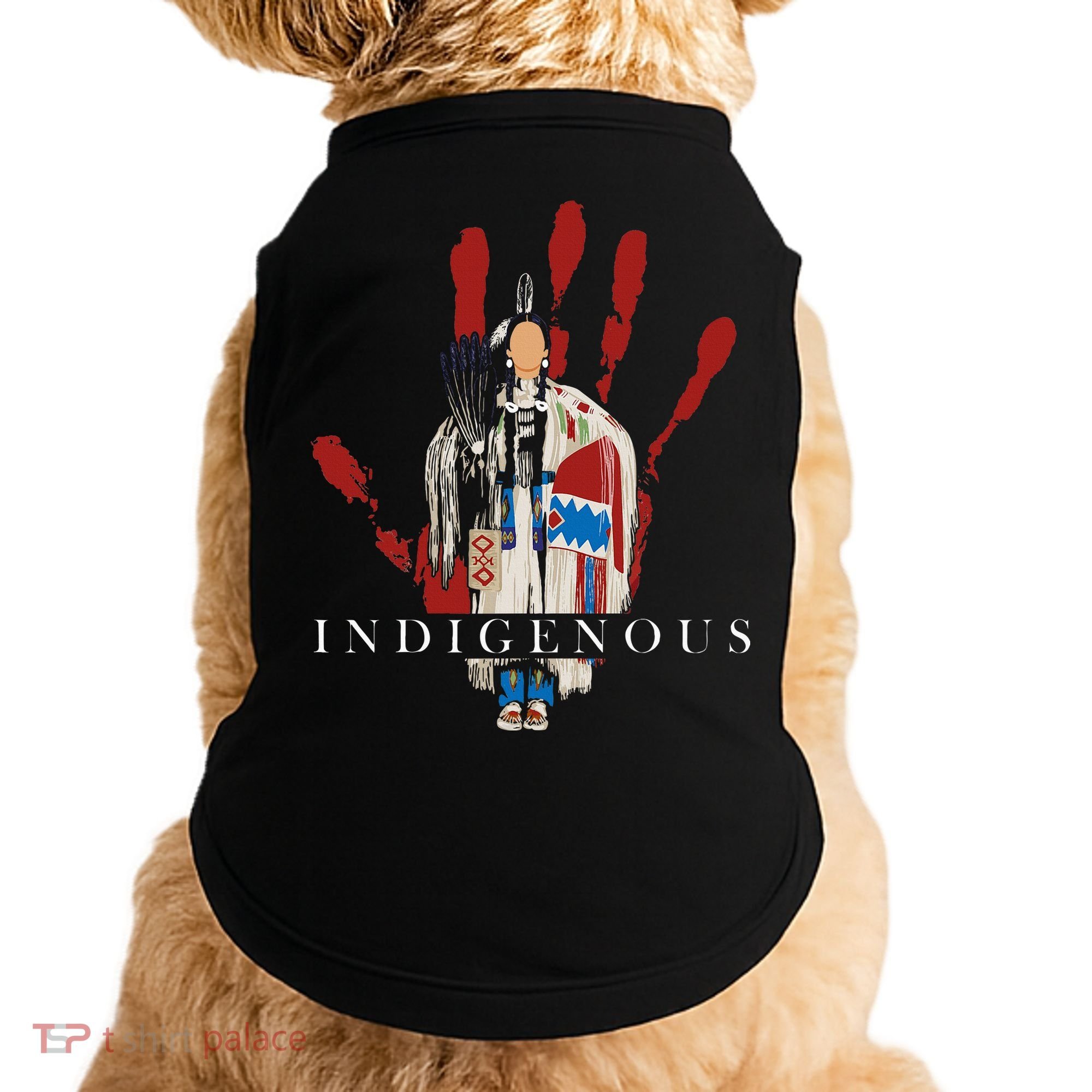 Native American Indigenous Red Hand Indian Blood Themed Doggie Tank