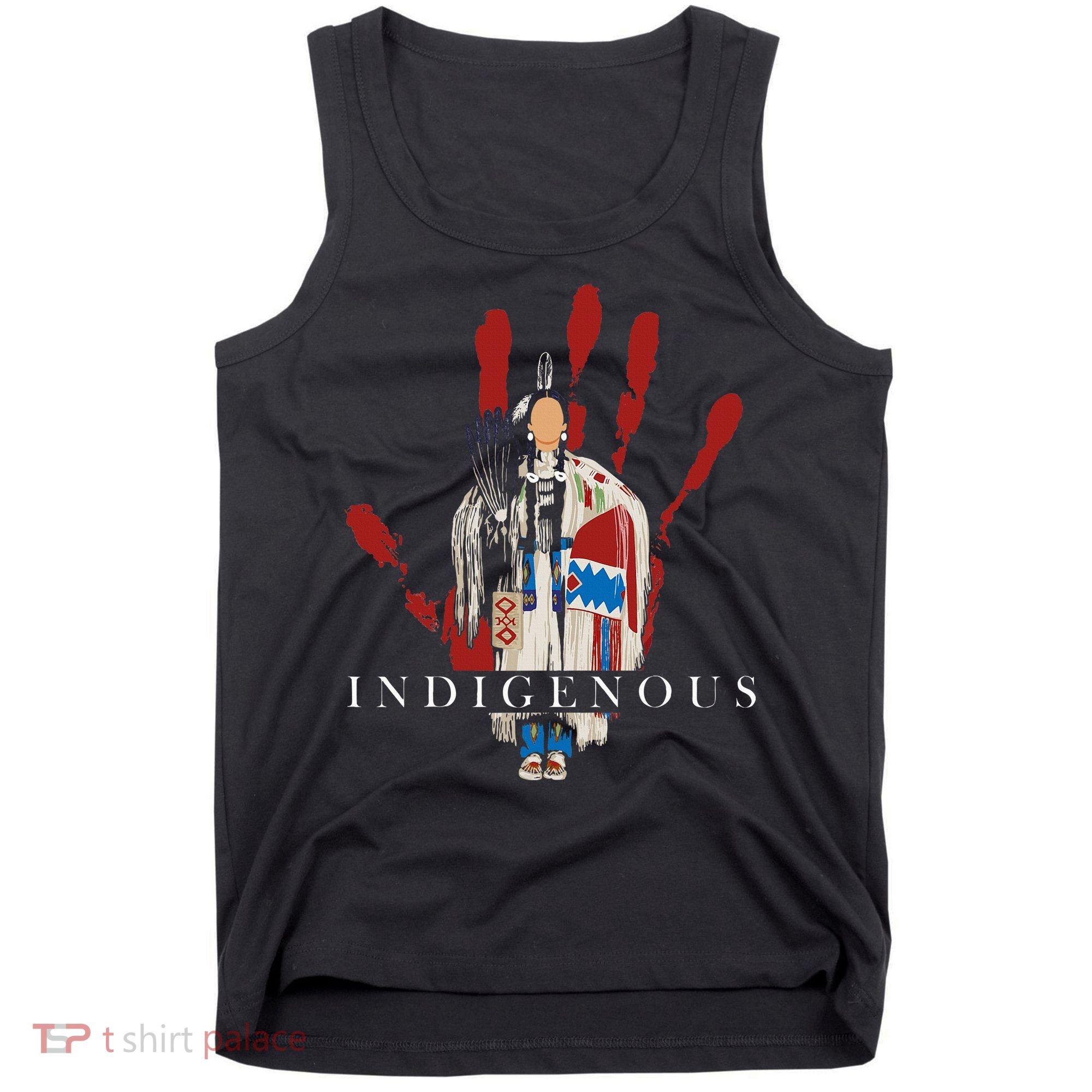 Native American Indigenous Red Hand Indian Blood Themed Tank Top
