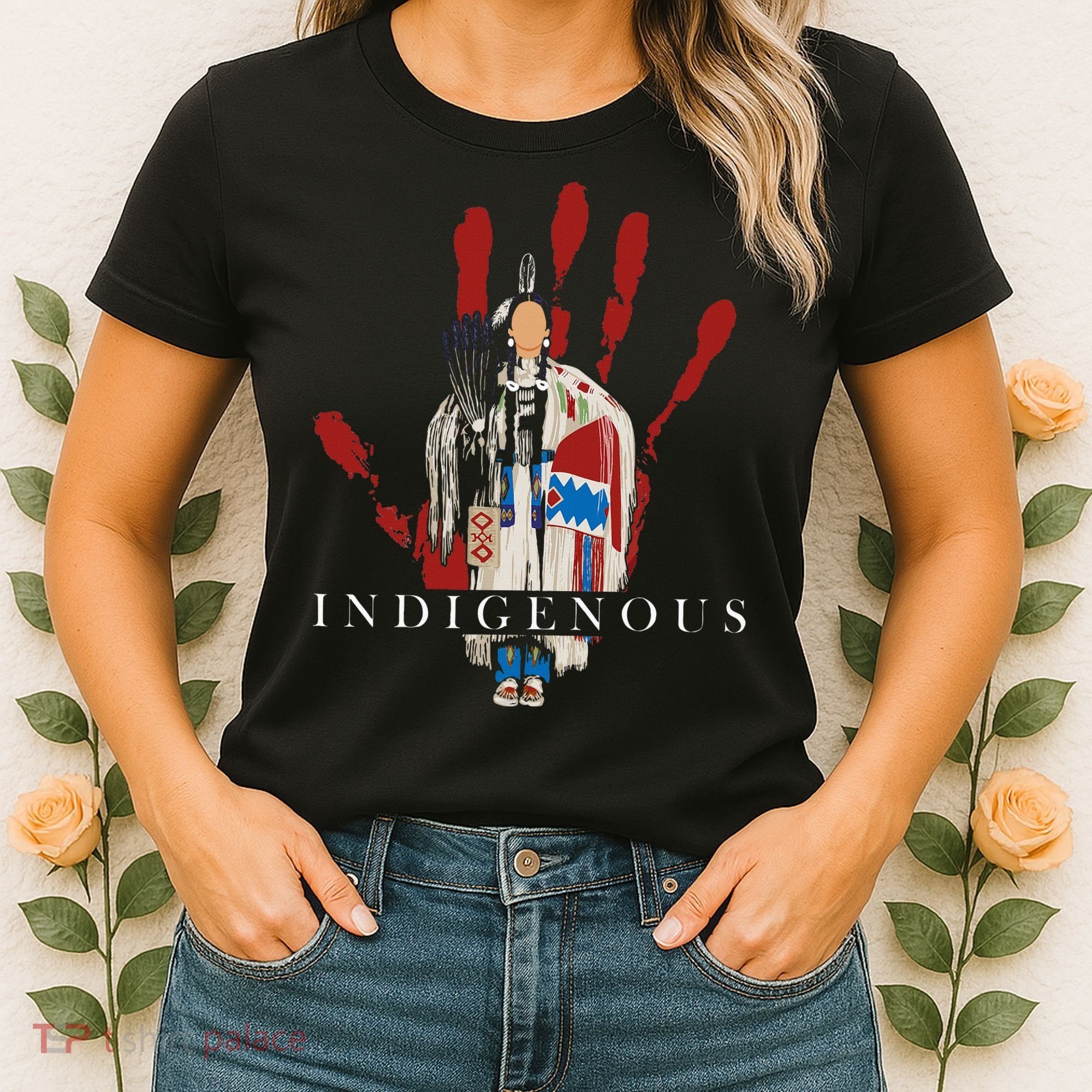 Native American Indigenous Red Hand Indian Blood Themed Women's T-Shirt