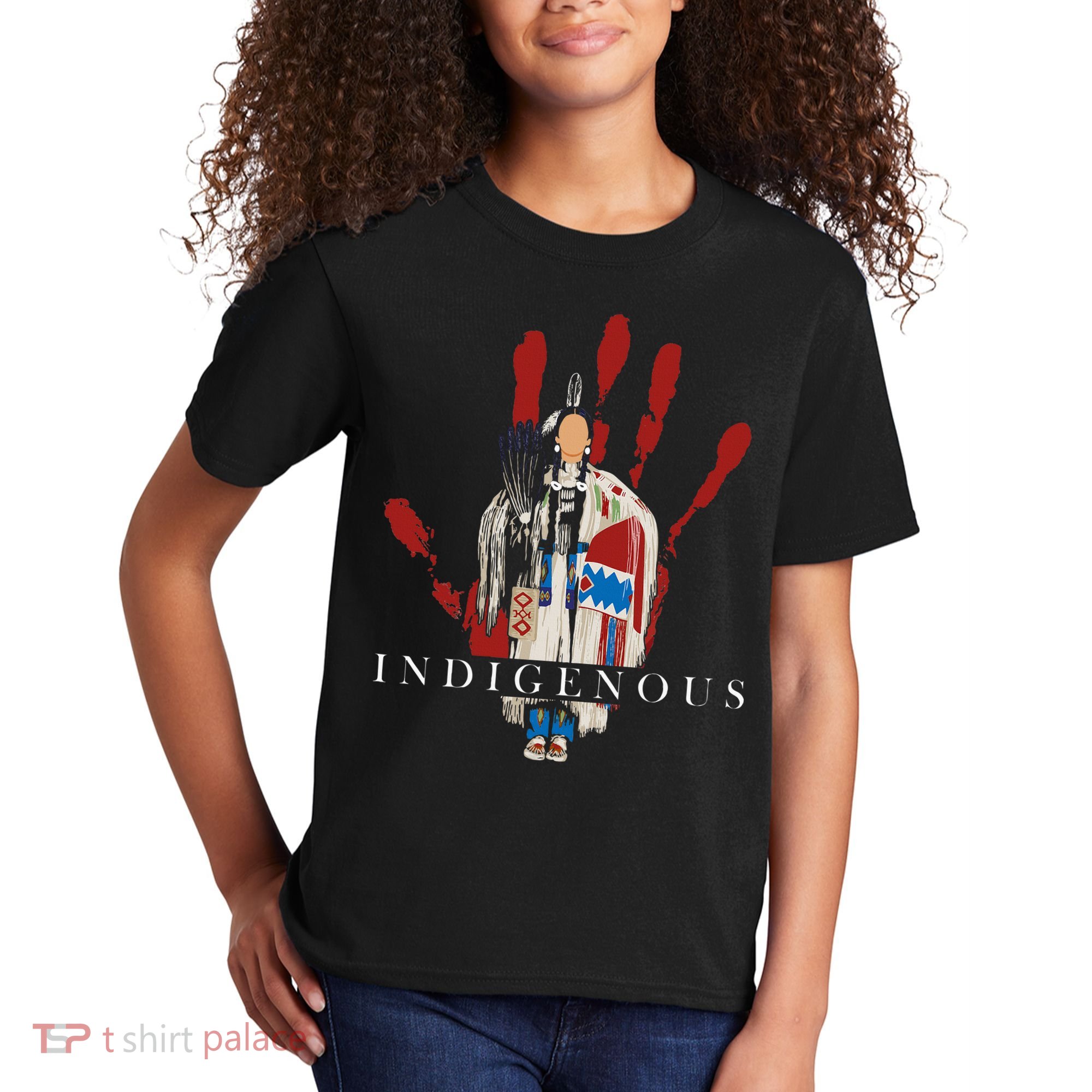 Native American Indigenous Red Hand Indian Blood Themed Kids T-Shirt