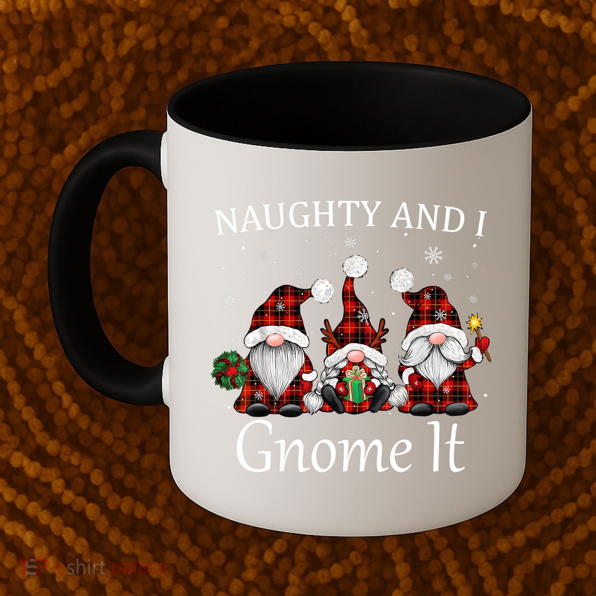 Naughty And I Gnome It Buffalo Red Plaid Christmas Gnomes Coffee Mug