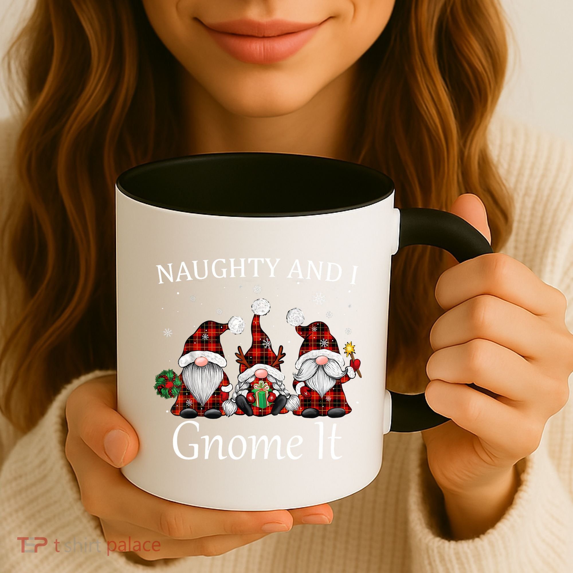 Naughty And I Gnome It Buffalo Red Plaid Christmas Gnomes Coffee Mug