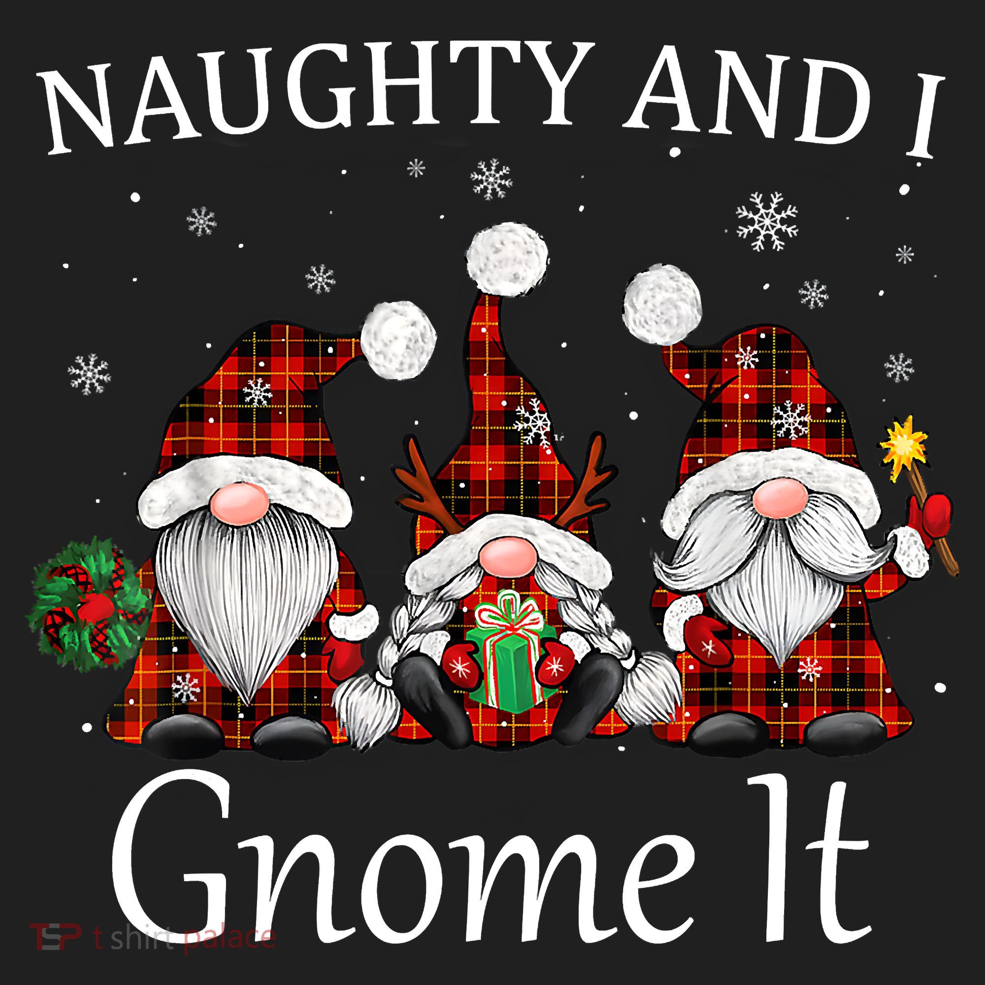 Naughty And I Gnome It Buffalo Red Plaid Christmas Gnomes Beanie