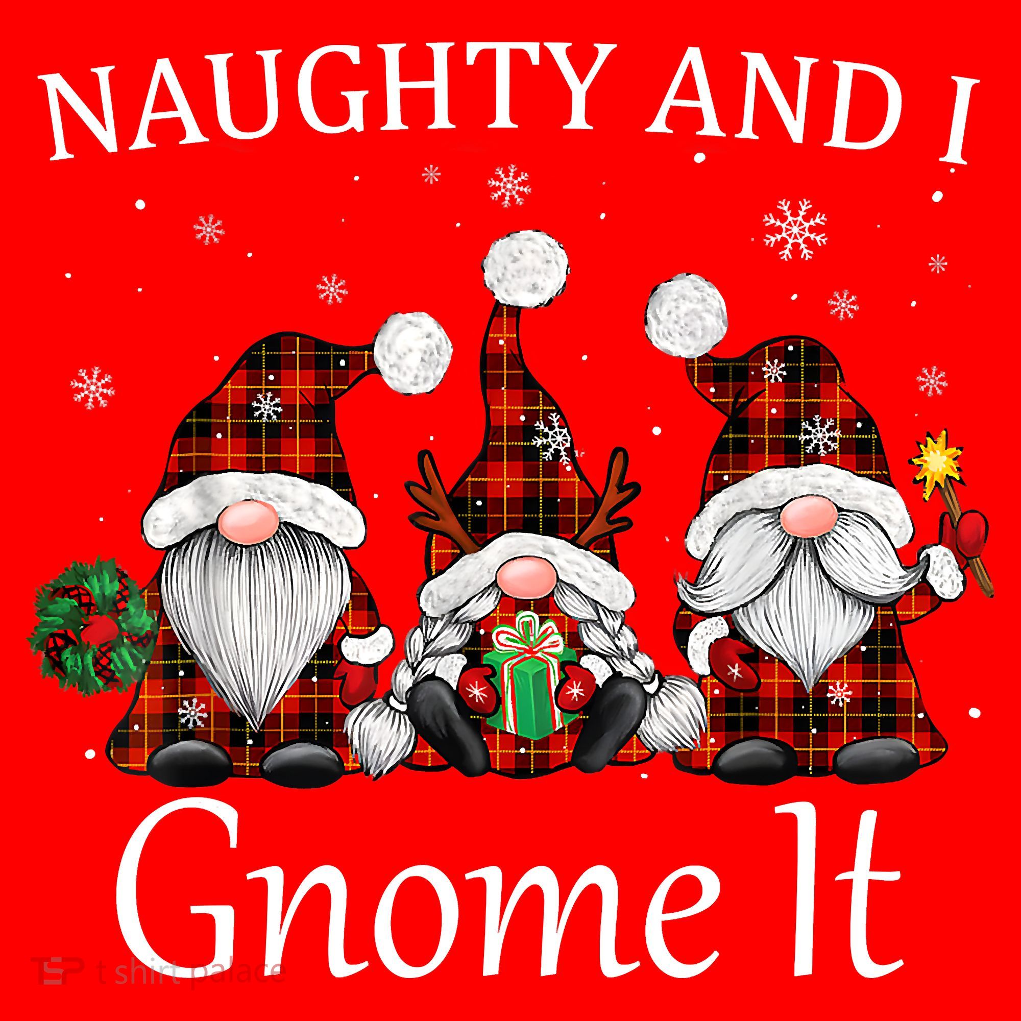 Naughty And I Gnome It Buffalo Red Plaid Christmas Gnomes Hoodie
