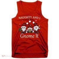 Naughty And I Gnome It Buffalo Red Plaid Christmas Gnomes Tank Top thumb 0