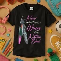 Native American Indian A Woman With Native Blood Kids T-Shirt thumb 3